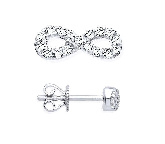 9K White Gold 0.15 Carat Infinity Diamond Stud Earrings