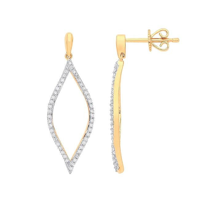 9K Yellow Gold Diamond Drop Earrings 0.30 CTW - Pobjoy Diamonds