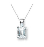 18K Gold Claw Set Emerald Cut Diamond Pendant & Neck Chain - 0.50 Carat G-H/Si - Pobjoy Diamonds