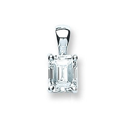 18K Gold Claw Set Emerald Cut Diamond Pendant & Neck Chain - 0.50 Carat G-H/Si - Pobjoy Diamonds