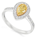 18K Gold Pear Shaped Yellow Diamond Engagement Ring - Pobjoy Diamonds