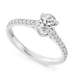 Platinum 2.00 Carat Oval Cut Lab Grown Diamond Ring D/VS1