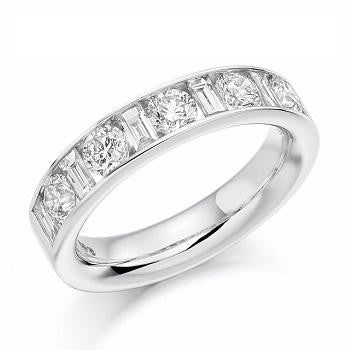 Channel Set Mixed Cut Diamond Half Eternity 1.50 Carat - Pobjoy Diamonds