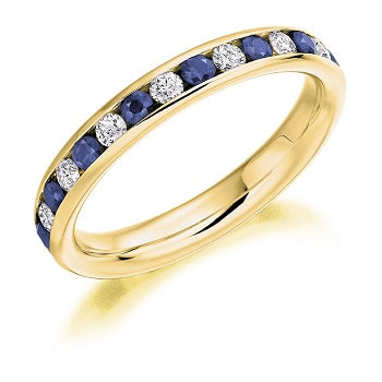 Blue Sapphire & Diamond Full Eternity Ring 1.20 Carat - Pobjoy Diamonds