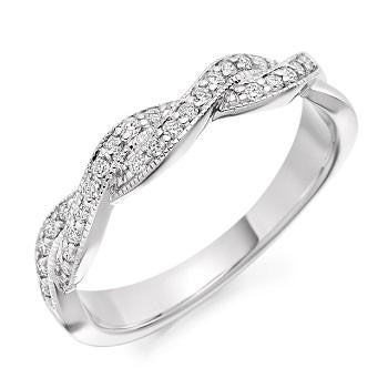 Grain Set Milgrain Edged Shaped Diamond Half Eternity 0.22 Carat - Pobjoy Diamonds