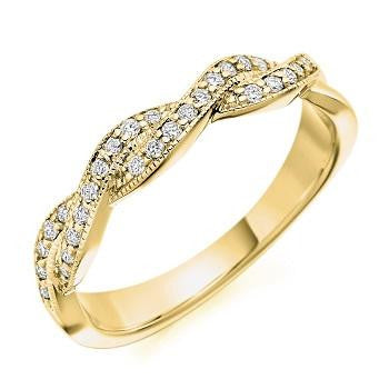 Grain Set Milgrain Edged Shaped Diamond Half Eternity 0.22 Carat - Pobjoy Diamonds