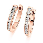 18K Gold Round Brilliant Cut Channel 0.33 CTW Diamond Earrings - G-H/Si - Pobjoy Diamonds