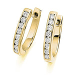 18K Gold Round Brilliant Cut Channel 0.33 CTW Diamond Earrings - G-H/Si - Pobjoy Diamonds