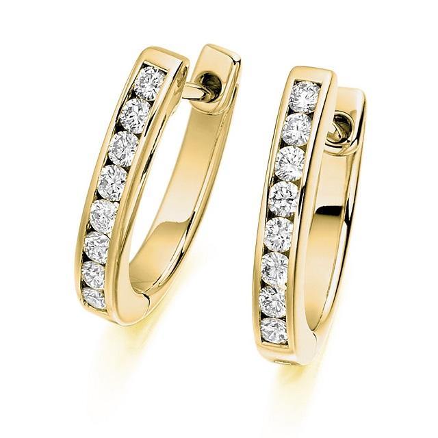 18K Gold Brilliant Round Cut Channel 0.55 CTW Diamond Earrings - Pobjoy Diamonds