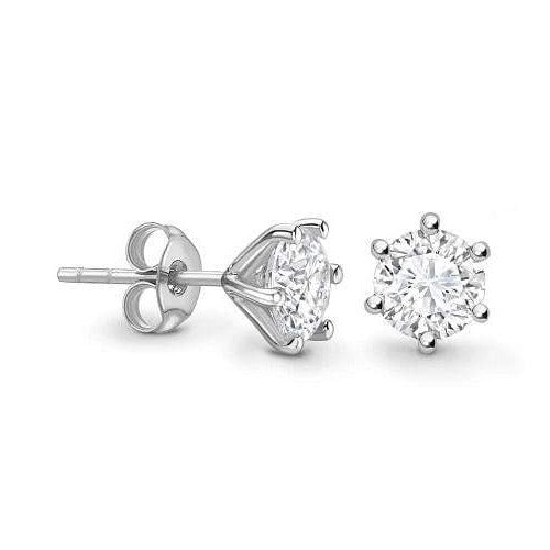 Bespoke 18K White Gold Round Brilliant Cut Diamond Stud Earrings 0.60 To 1.00 CTW- H/Si1 - Pobjoy Diamonds