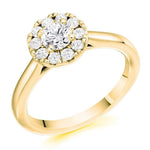 18K Gold Round Brilliant Cut Halo 0.65 CTW Diamond Ring -Estella G-H/Si - Pobjoy Diamonds