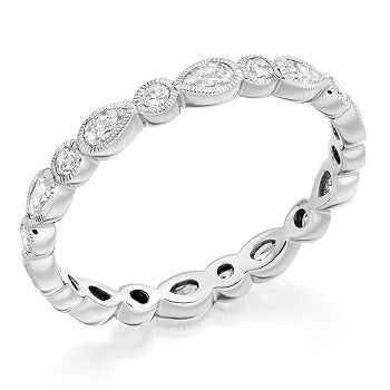 Rubover Set & Milgrain Edged Diamond Full Eternity 0.75 Carat - Pobjoy Diamonds