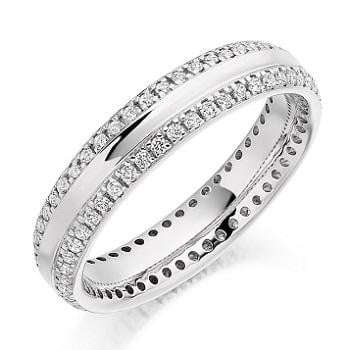 18K White Gold Twin Diamond Row Full Eternity Ring 0.50 CTW - Pobjoy Diamonds