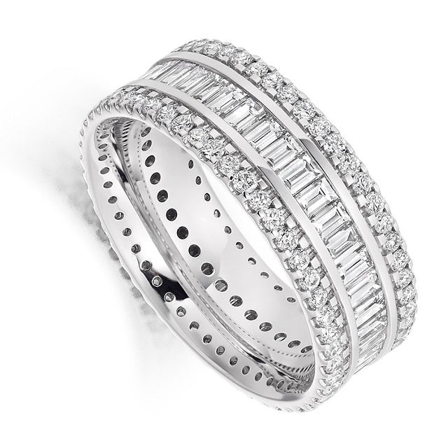 Round & Baguette Diamond Full Eternity Ring 2.50 Carats