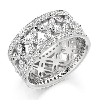 Round & Marquise Cut Patterned Diamond Full Eternity/Dress Ring 2.80 Carat - Pobjoy Diamonds