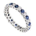 18K White Gold Blue Sapphire & Diamond Full Eternity Ring 1.90 CTW - Pobjoy Diamonds