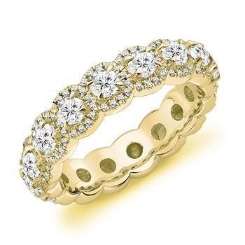 Claw Set Vintage Style Halo Diamond Full Eternity 1.80 Carat - Pobjoy Diamonds