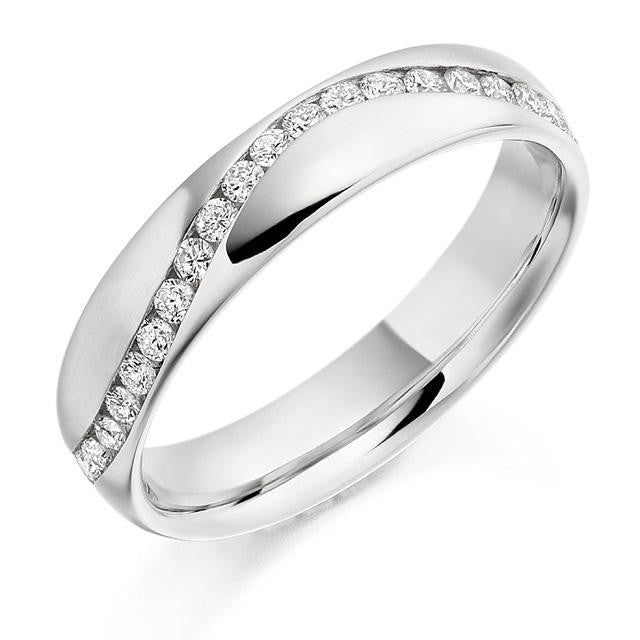 Offset Round Brilliant Cut Diamond Half Eternity 0.30 Carat - Pobjoy Diamonds