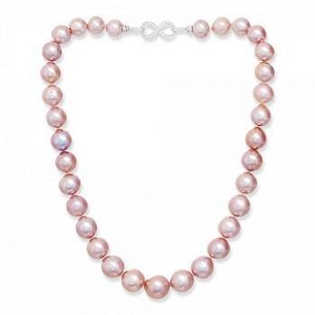 Freshwater Cultured Pink Pearl Necklace & Silver Clasp - Pobjoy Diamonds