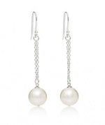 Freshwater Cultured Pearl & Silver Chain Drop Earrings - Pobjoy Diamonds