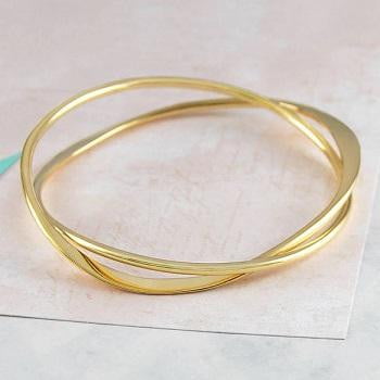 Handmade 18K Gold Plate On Silver Interlocking Bangle