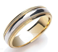 Load image into Gallery viewer, Yellow &amp; White Gold Mill Grain Edged Wedding Band - Pobjoy Diamonds