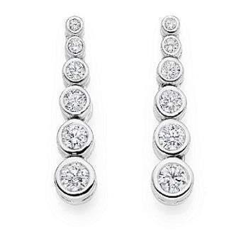 18K gold graduated 1.20 carat total weight diamond drop ladies earrings 