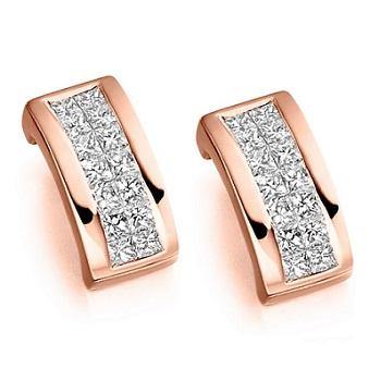 18K Gold Princess Cut 0.55 Carat Hug Diamond Earrings G/Si -Pobjoy Diamonds