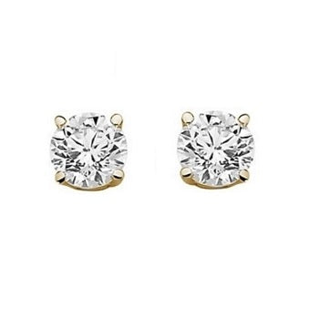 Bespoke 18K Gold Round Brilliant Cut Diamond Stud Earrings 0.60 To 1.00 CTW- E/VS1 - Pobjoy Diamonds