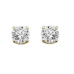 18K Yellow Gold 1.00 Carat Lab Grown Round Brilliant Cut Diamond Stud Earrings - G/VS2 - Pobjoy Diamonds