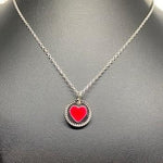 Pobjoy Heart Silver & Red Coin Pendant & Neck Chain 20 inch