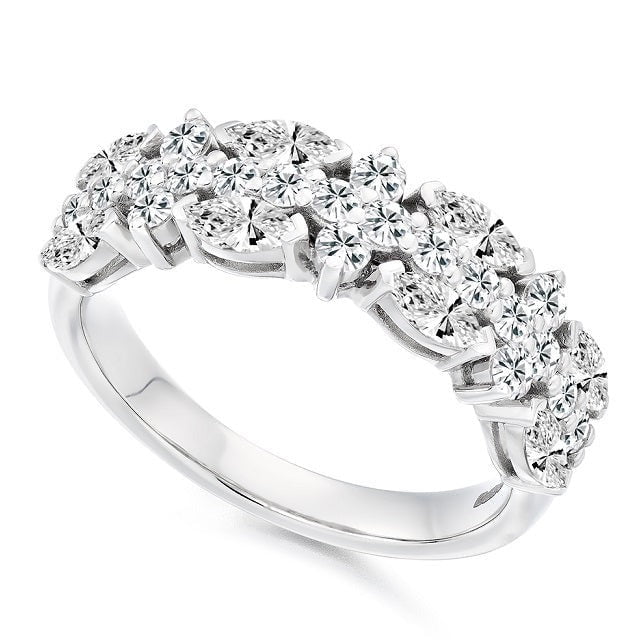 Marquise & Round Cut Diamond Half Eternity Ring 1.50 Carat - Pobjoy Diamonds