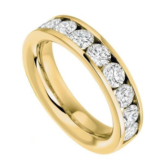 18K Yellow Gold Channel Set Diamond Full Eternity Ring 4.00 CTW - Pobjoy Diamonds