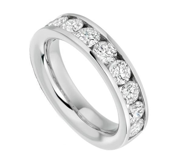 18K White Gold Channel Set Diamond Full Eternity Ring 4.00 CTW - Pobjoy Diamonds