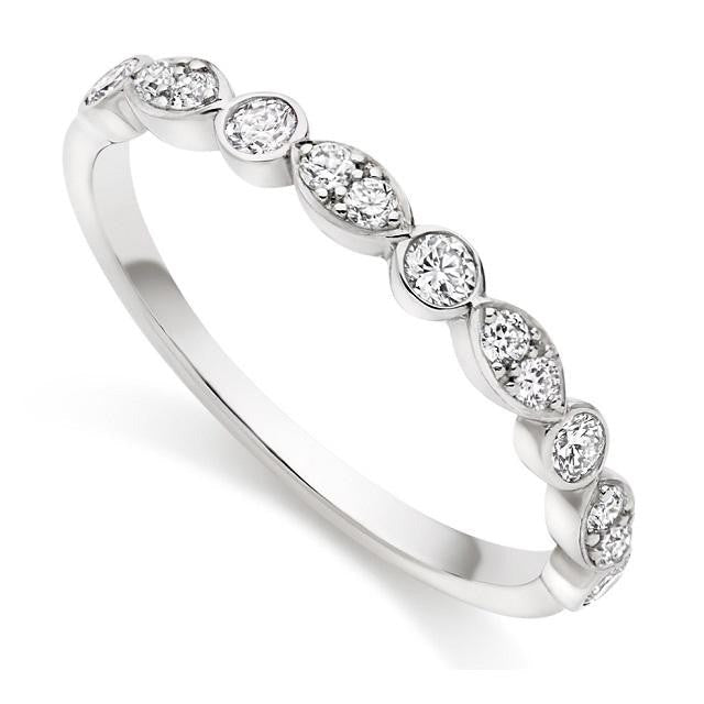 Rubover & Grain Set Diamond Half Eternity Ring 0.35 Carat - Pobjoy Diamonds