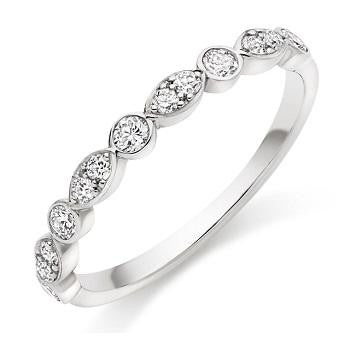 Rubover & Grain Set Diamond Half Eternity Ring 0.35 Carat - Pobjoy Diamonds