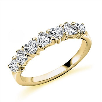 Claw Set Heart Shape Diamond Half Eternity Ring 1.25 Carat - Pobjoy Diamonds