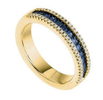 18K Yellow Gold Princess Cut Sapphire & Diamond Half Eternity Ring - 0.85 CTW - Pobjoy Diamonds