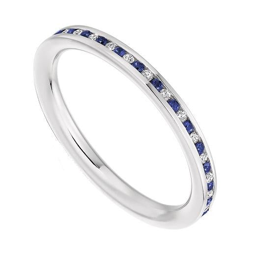 18K White Gold Sapphire & Diamond Full Eternity Ring - 0.36 CTW - Pobjoy Diamonds