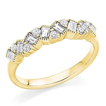 Curved Round & Baguette Cut Diamond Half Eternity 0.60 Carat - Pobjoy Diamonds