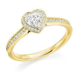 18K Gold Heart Shape & Diamond Set Ring 0.60 CTW - G/VS2 - Pobjoy Diamonds