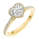 18K Gold Heart Shape & Diamond Set Ring 0.85 CTW - F/VS2 - Pobjoy Diamonds