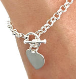 Sterling Silver Figaro Love Charm Bracelet - Medium - Pobjoy Diamonds