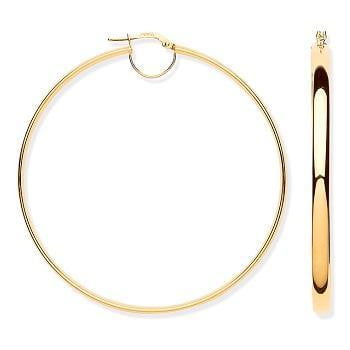 9K YG Large Flat Hoop Earrings Pobjoy