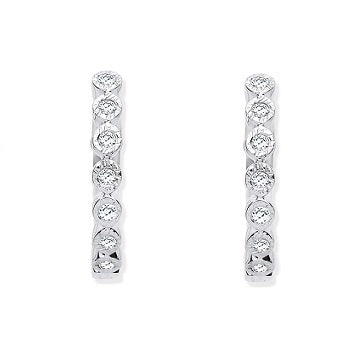 9K White Gold Small Diamond Hoop Earrings 0.10 CTW - Pobjoy Diamonds