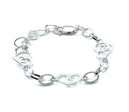 Sterling Silver Heart Silhouette Ladies Link Bracelet - Pobjoy Diamonds