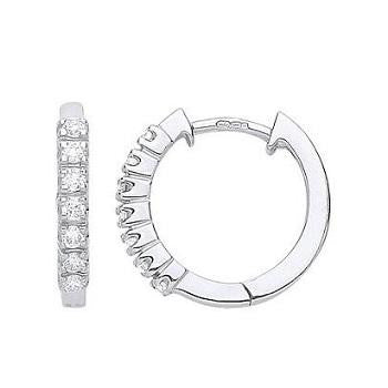 9K White Gold Diamond Hug Earrings 0.25 CTW - Pobjoy Diamonds