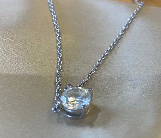 Prong Set Diamond Pendant Necklace 0.70 Carat F/Si1