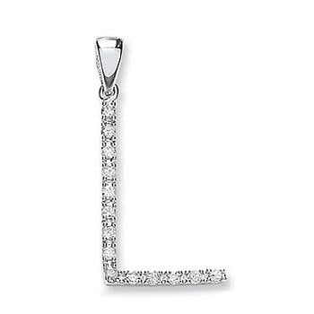 9K White Gold & Diamond Initial Pendant L From Pobjoy Diamonds