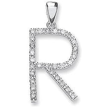 Load image into Gallery viewer, 9K White Gold &amp; Diamond Initial Pendant R From Pobjoy Diamonds